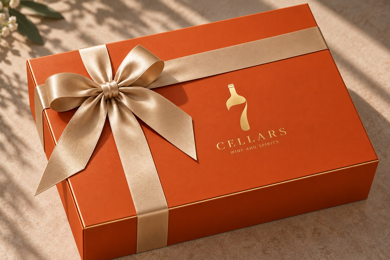 7 Cellars gift box with a ribbon