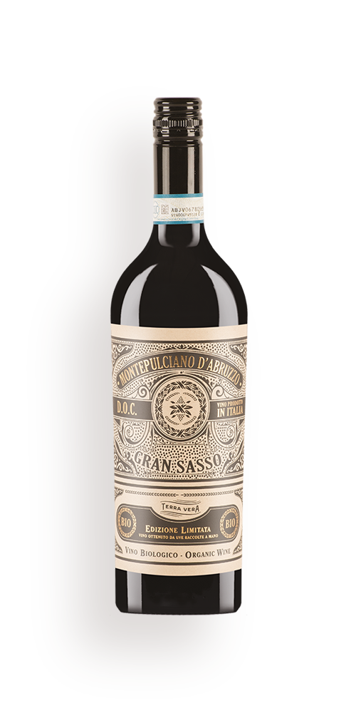 Gran Sasso Terra Vera Edizione Limitata organic Montepulciano d’Abruzzo – representative producer bottle image; 2022 vintage supplied, 750ml